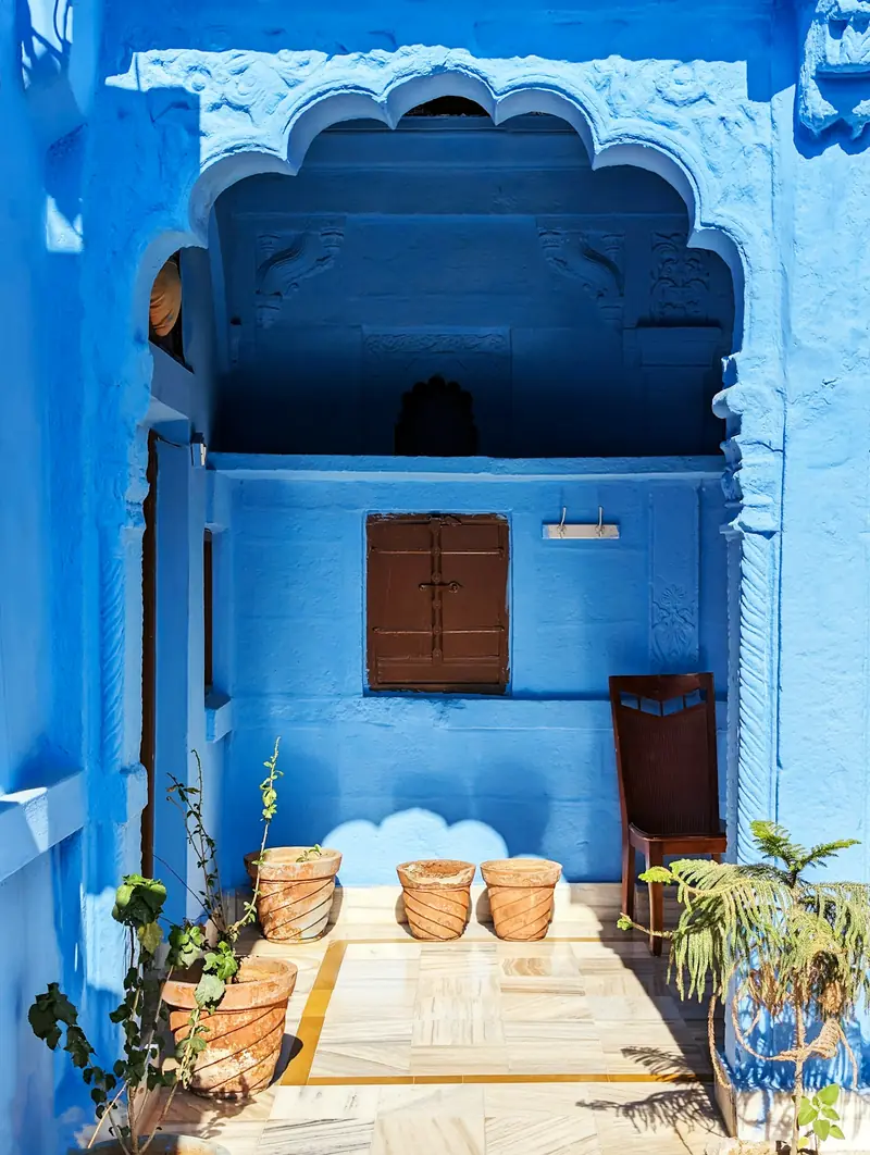 A blue-washed doorway in the old city of Jodhpur