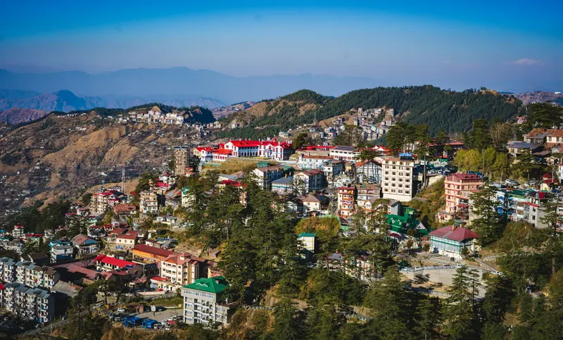 Shimla's buildings spread over a ridge of the lower Himalaya